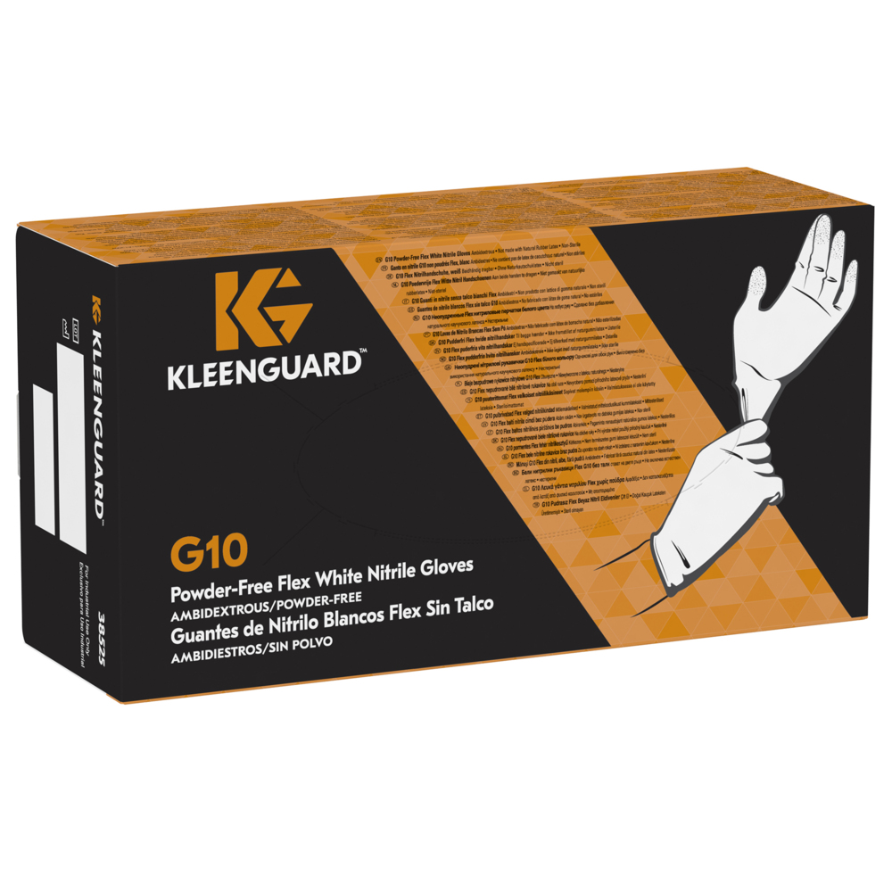 KleenGuard® G10 Flex Nitrile Ambidextrous Gloves (38525), White, Medium, 10 Boxes / Case, 100 Gloves / Box (1,000 Gloves) - S050743963