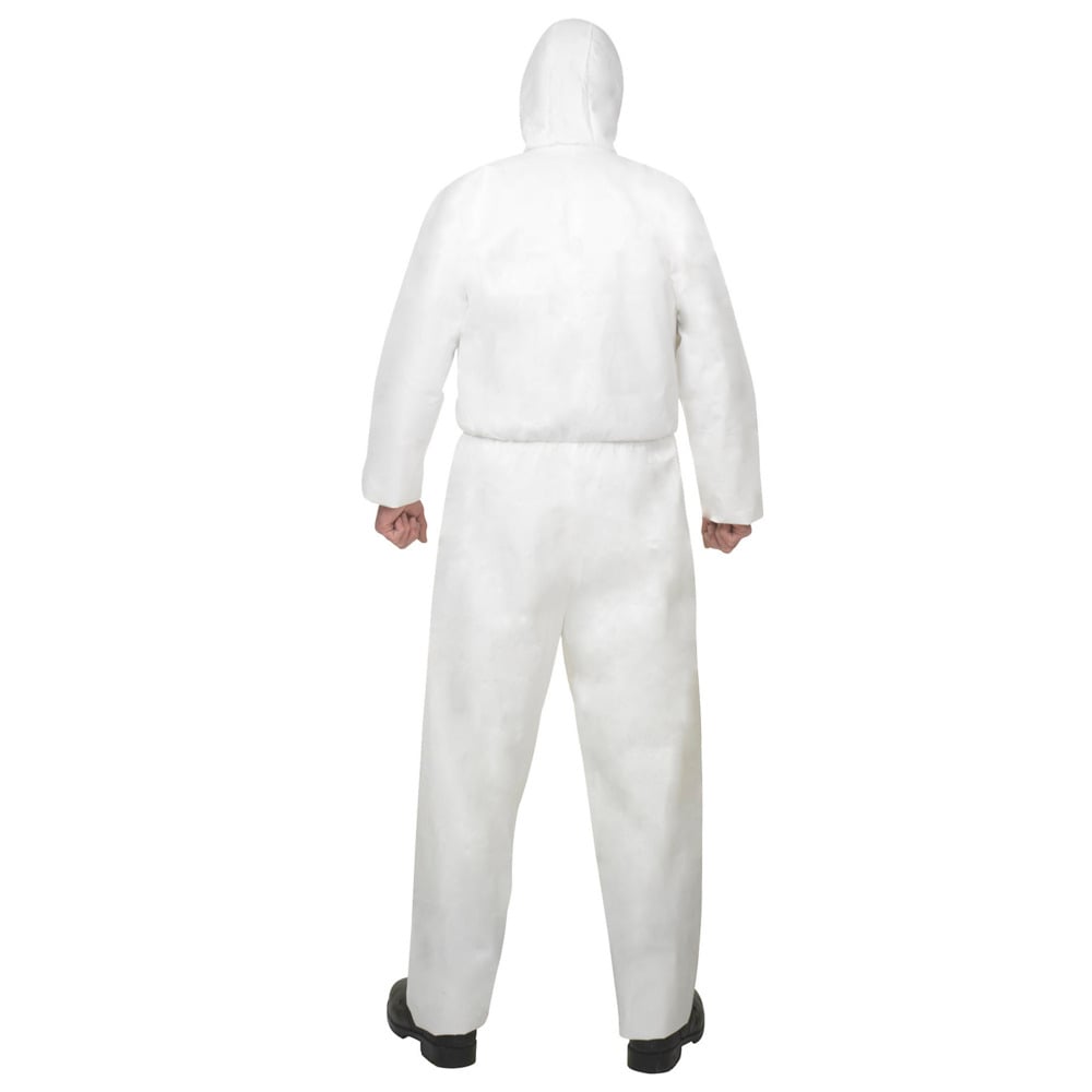 KleenGuard® A40 Liquid & Particle Protection Hooded Coveralls (97910), Medium White Coveralls, 25 Coveralls/Case, 1 Coverall / Pack (25 coveralls) - S058086961