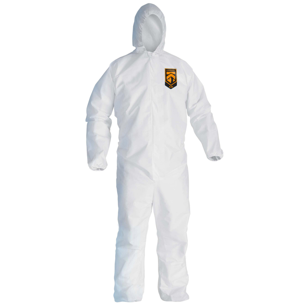 KleenGuard® A30 Breathable Splash and Particle Protection Coveralls (46113), White, Large, 1 / Pack, 25 / Case (25 Coveralls) - 46113