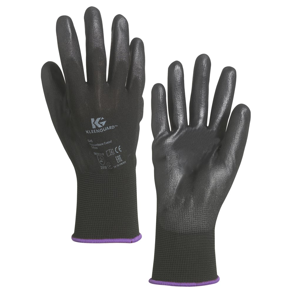 KleenGuard® G40 Polyurethane Coated Hand Specific Gloves (13838), Black Size 8, 5 Packs / Case, 12 Pairs / Pack (120 gloves) - 13838