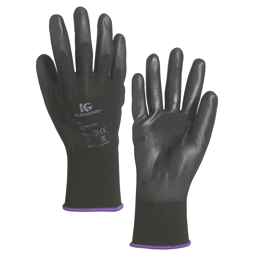 KleenGuard® G40 Polyurethane Coated Hand Specific Gloves (13840) - Black Size 10, 5 Packs / Case, 12 Pairs / Pack (120 gloves) - 991013840