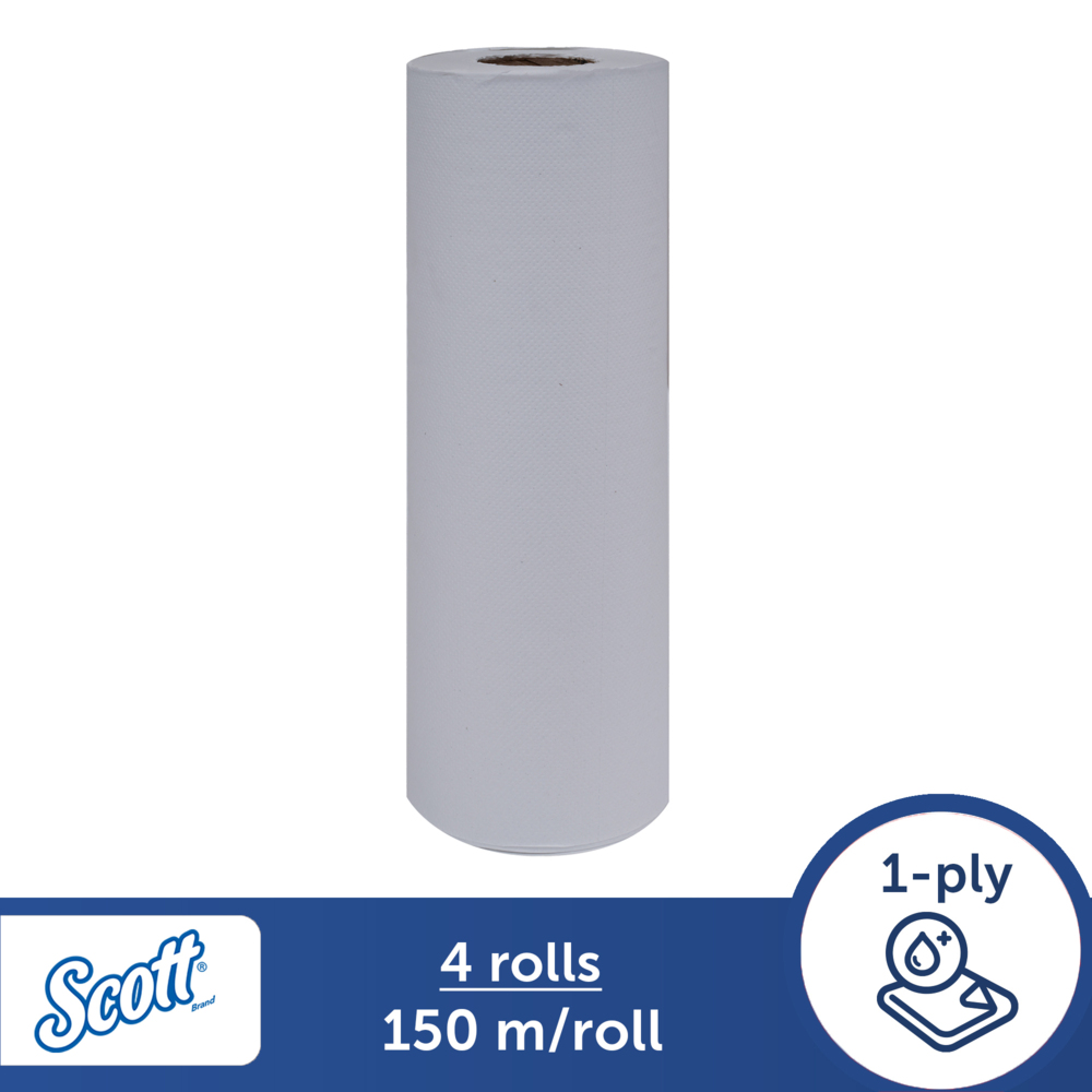 Scott® Clinical Rolls (20251), White 1-Ply, 4 Rolls / Case, 150m / Roll (600m) - S050064498