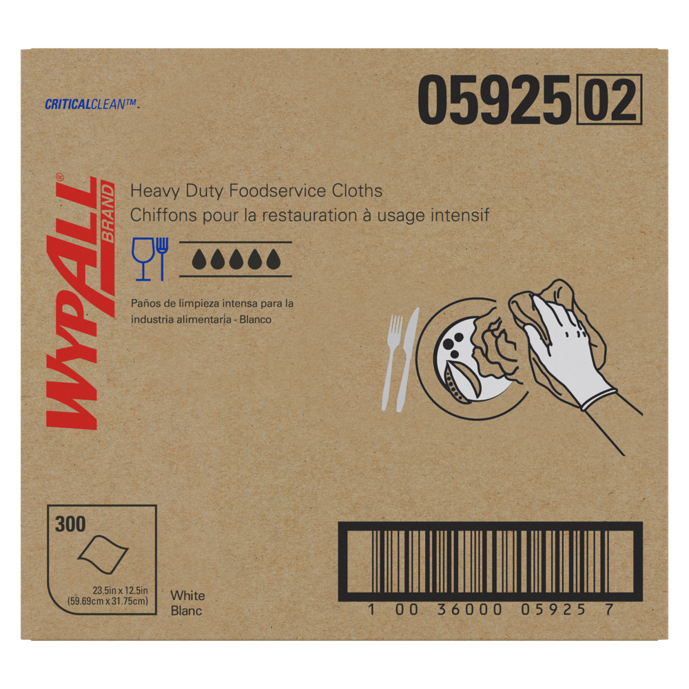 Chiffons de restauration WypAll® Critical Clean robustes à grande capacité (05925), 1 boîte, 300 feuilles - 05925