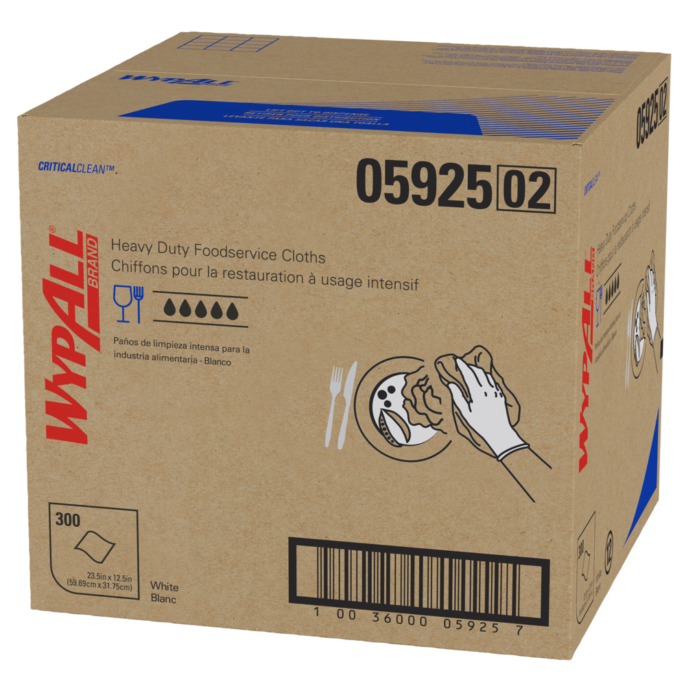 Chiffons de restauration WypAll® Critical Clean robustes à grande capacité (05925), 1 boîte, 300 feuilles - 05925