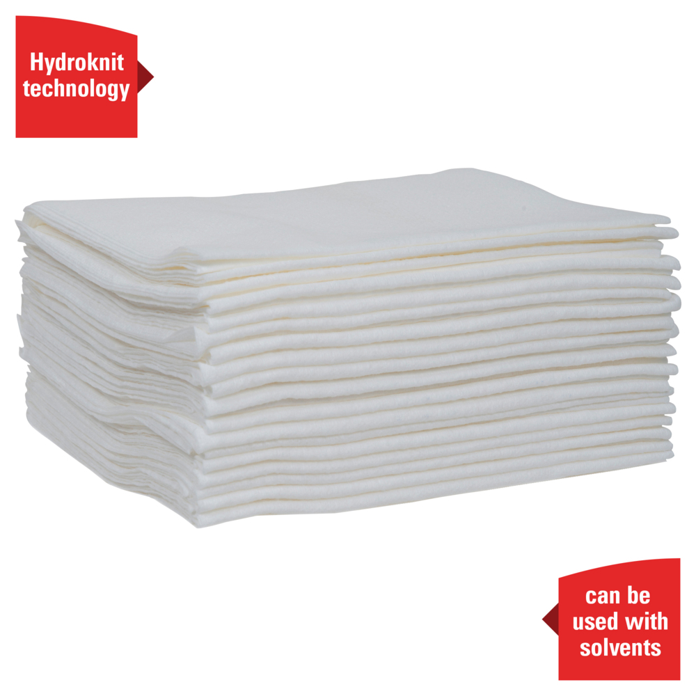 WypAll® General Clean X60 Multi-Task Cleaning Cloths (41083), Washcloths with Hydroknit, 12.5 x 10, White, Quarterfold, 8 Packs / Case, 70 Sheets / Pack - 41083