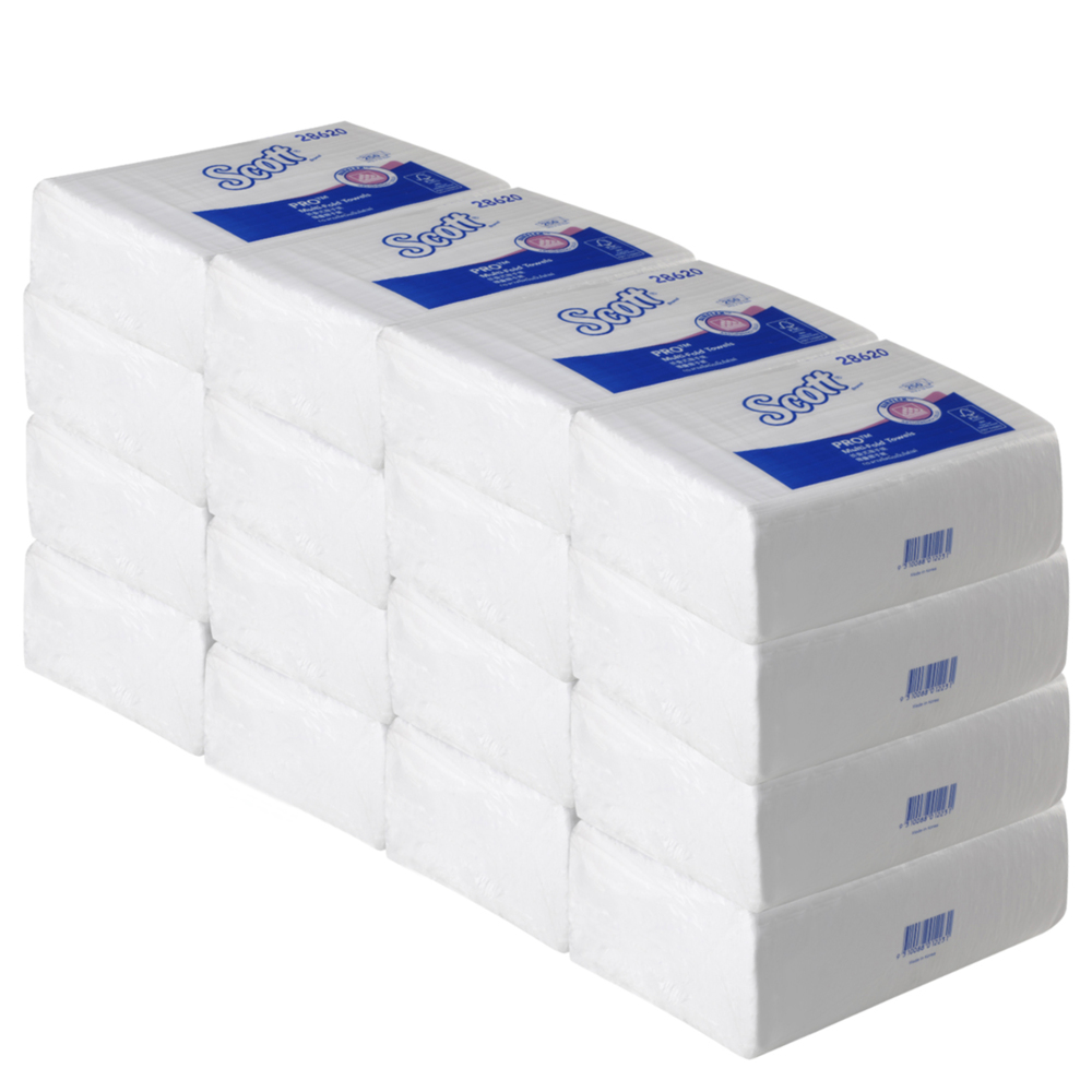 Scott® Multifold Paper Towels (28620), White 1-Ply, 16 Packs / Case, 250 Sheets / Pack (4,000 Sheets) - S052387765