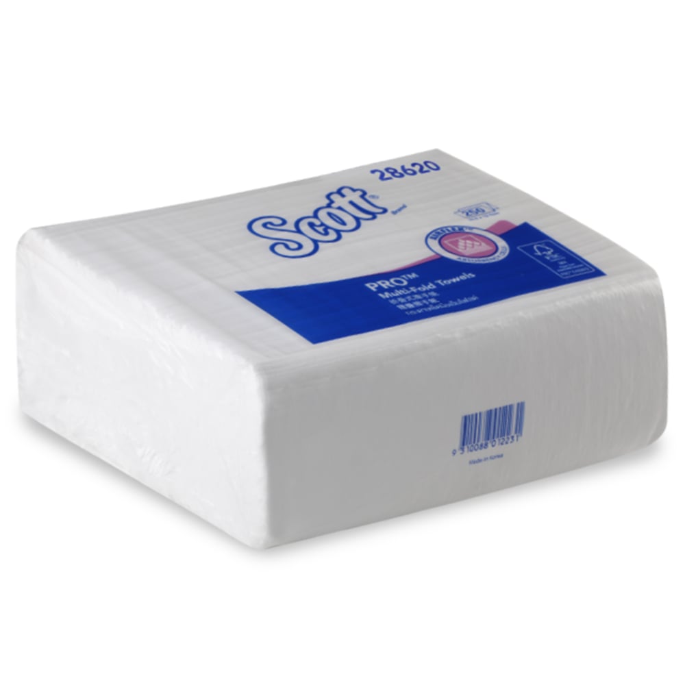 Scott® Multifold Paper Towels (28620), White 1-Ply, 16 Packs / Case, 250 Sheets / Pack (4,000 Sheets) - S052387765