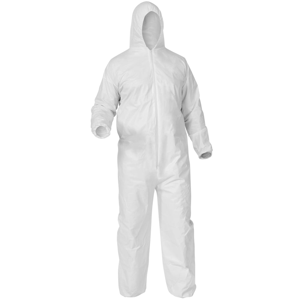 KleenGuard® A35 Disposable Coveralls (38938), Liquid and Particle Protection, Hooded, White, Large, 25 Garments / Case - 991038938