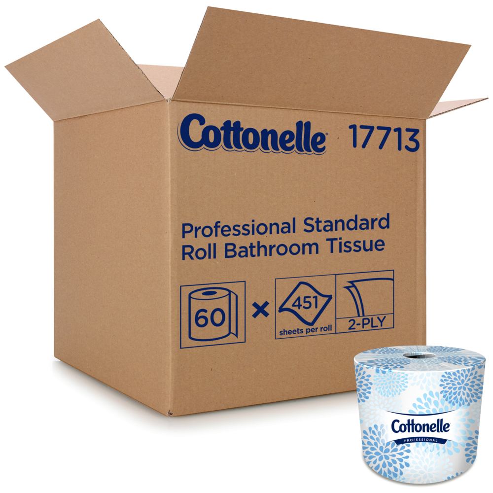 Cottonelle® Professional Standard Roll Bathroom Tissue (17713), White, 60 Rolls / Case, 451 Sheets / Roll (27060 Sheets) - 991017713