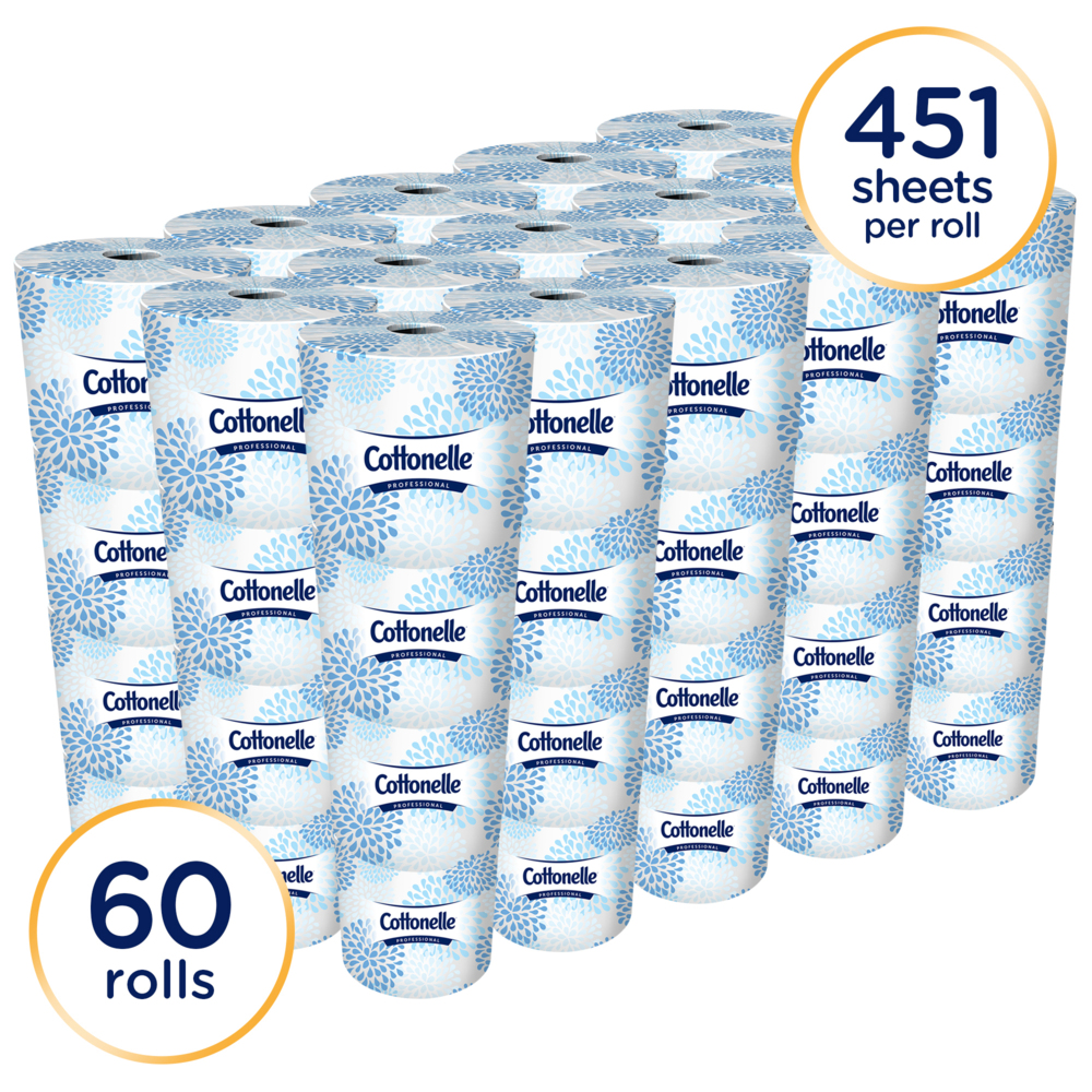 Cottonelle® Professional Standard Roll Bathroom Tissue (17713), White, 60 Rolls / Case, 451 Sheets / Roll (27060 Sheets) - 991017713