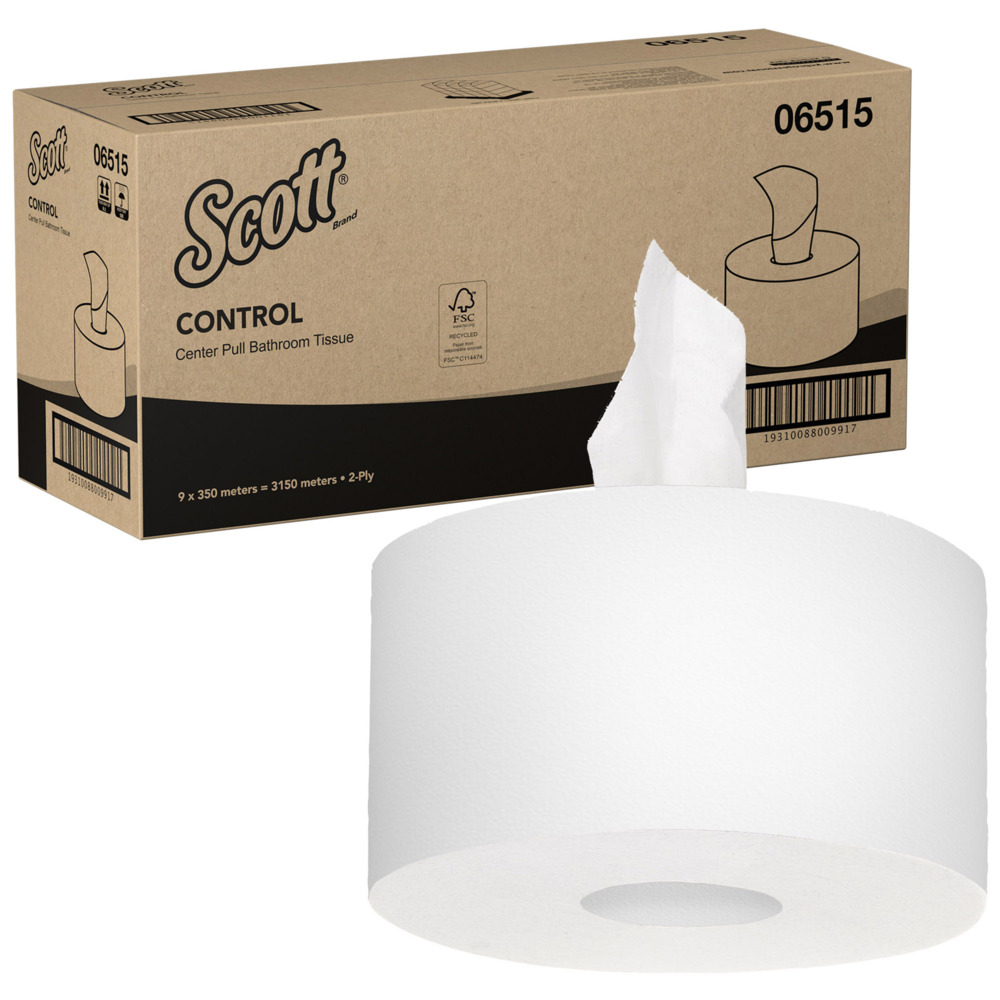 Scott® Control 2-Ply Centerpull Toilet Tissue (06515), 9 Rolls / Case, 350m / Roll (3,150m) - 06515