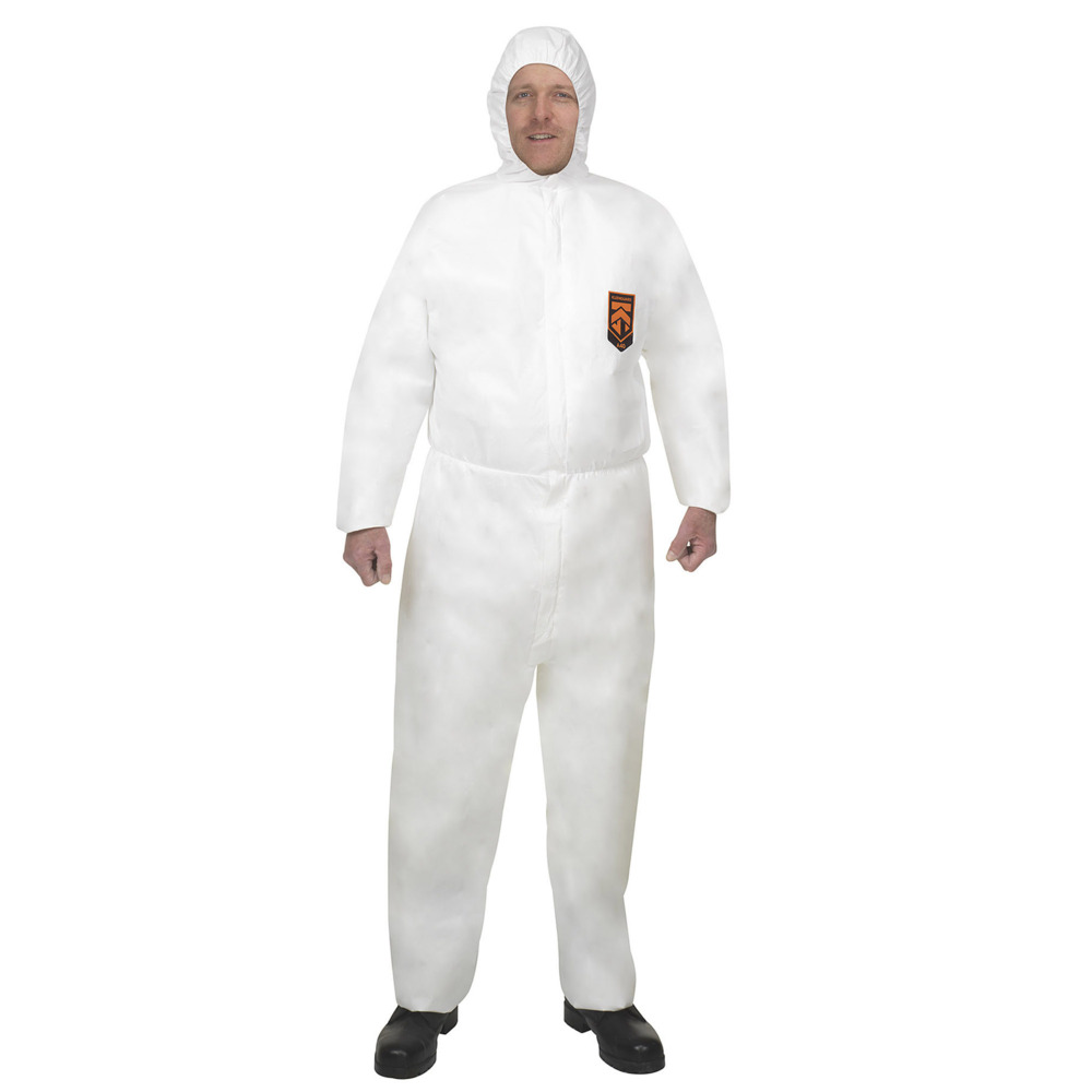 KleenGuard® A40 Liquid & Particle Protection Hooded Coveralls (97940), Two Extra Large White Coveralls, 25 Coveralls/Case, 1 Coverall / Pack (25 coveralls) - S000007920