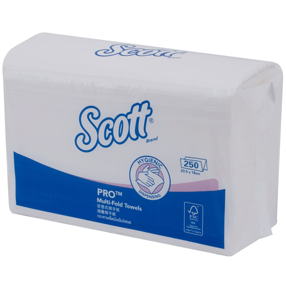 Scott® Pro Lite Multifold Paper Towels (26165), White 1-Ply, 16 Packs / Case, 250 Sheets / Pack (4,000 Sheets) - S058129727