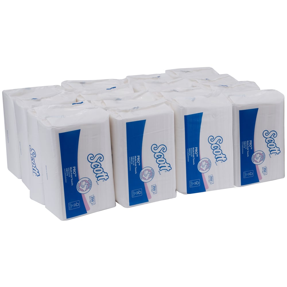 Scott® Pro Lite Multifold Paper Towels (26165), White 1-Ply, 16 Packs / Case, 250 Sheets / Pack (4,000 Sheets) - S058129727