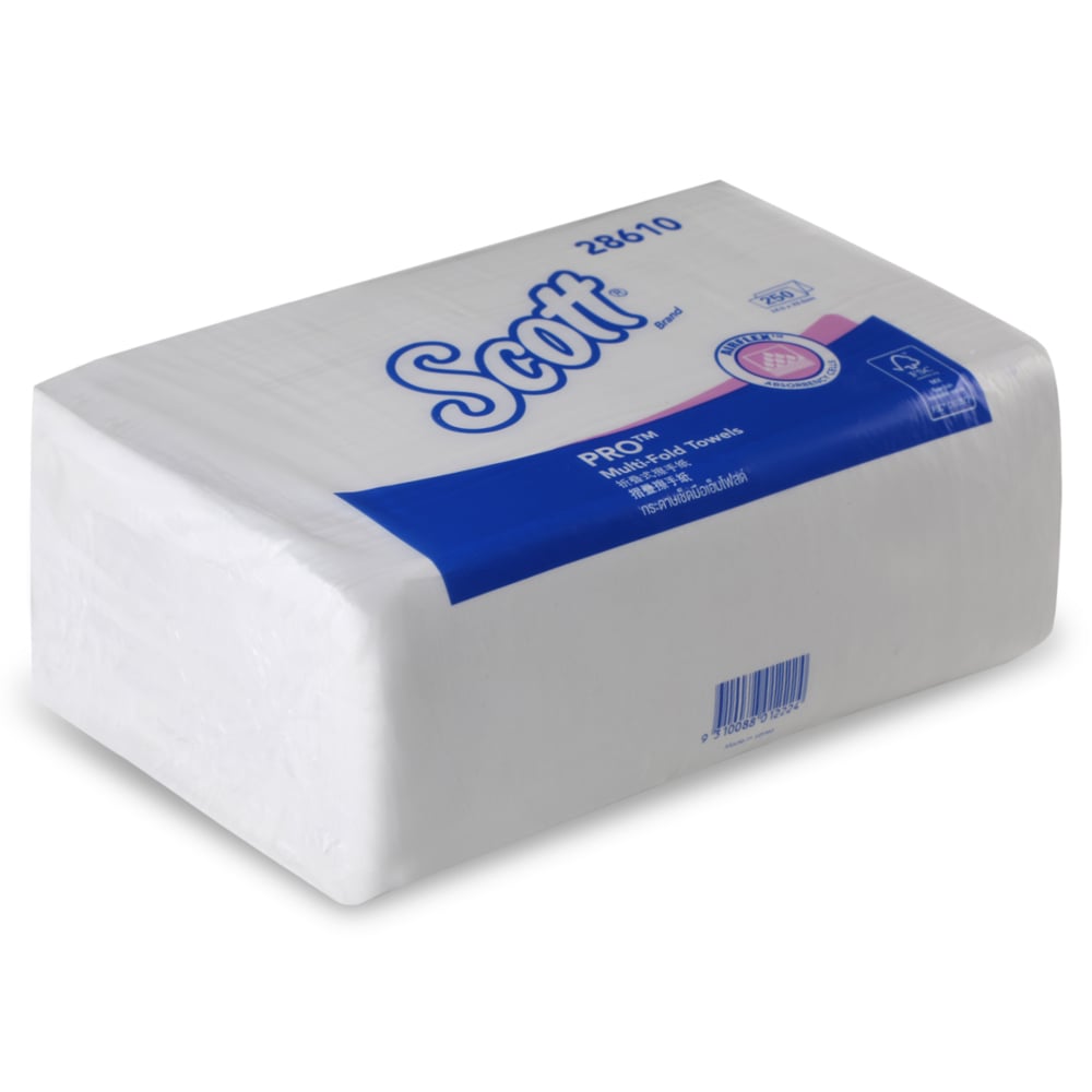 Scott® Multifold Paper Towels (28610), White, 1-Ply, 16 Packs / Case, 250 Sheets / Pack (4,000 Sheets) - S052387764
