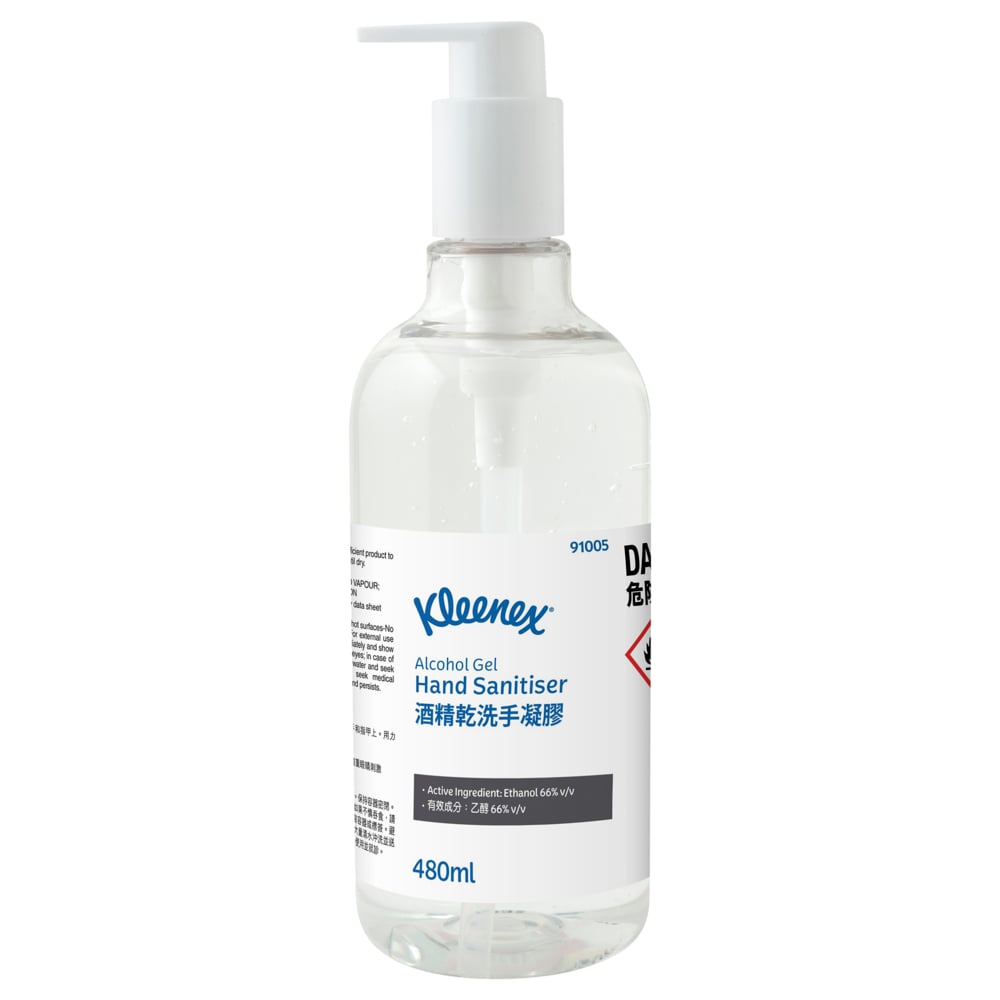 Kleenex® Alcohol Gel Hand Sanitiser (91005), 10 Bottles / Case, 480ml / Bottle (4,800ml) - S060366810