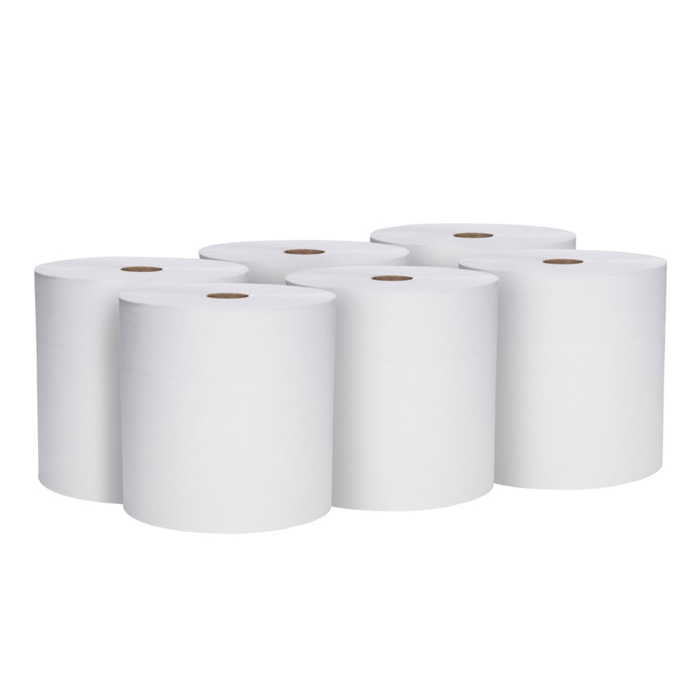Scott® Hard Roll Paper Towels (86220), White 1-Ply, 6 Rolls / Case,  305m / Roll (1,830m) - 86220