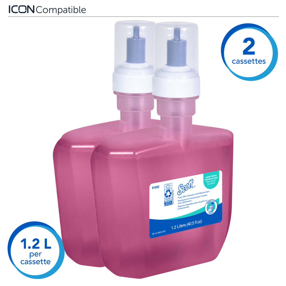 Scott® Pro Liquid Hand Soap with Moisturizers (91592), Pink, Floral Scent, 1.2 L Bottles, 2 Bottles / Case - 91592
