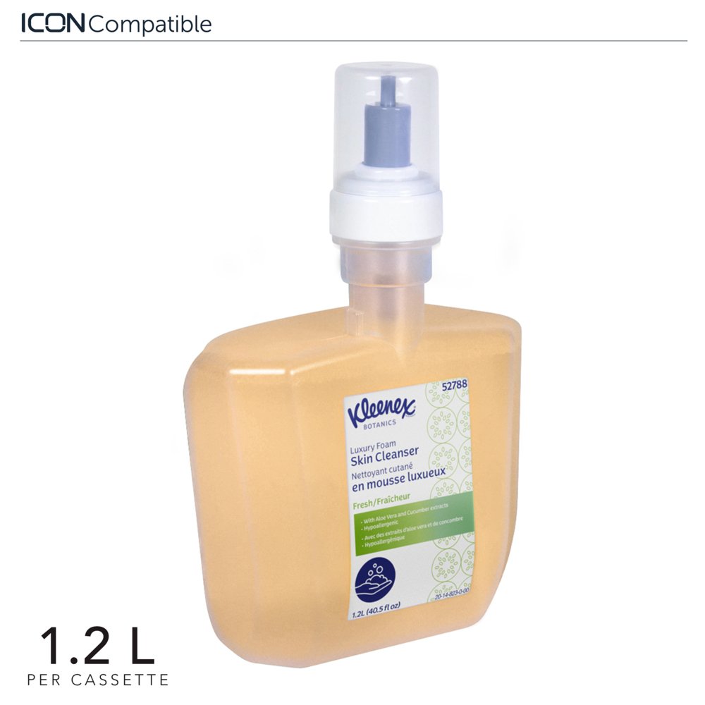 Kleenex® Botanics Luxury Foam Skin Cleanser (52788), Clear, Fresh Scent, 1.2 L, 4 Bottles/Case - 52788