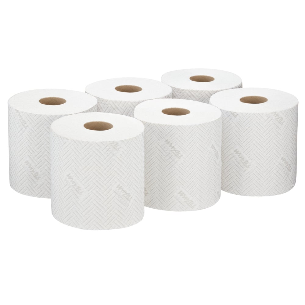 WypAll® L10 General Clean™ Service & Retail Wiping Paper 7406 - Centrefeed Roll for Reach PLUS™ and Roll Control™ Dispensers - 6 Wiper Rolls x 500 White Paper Wipers (3,000 total) - 7406