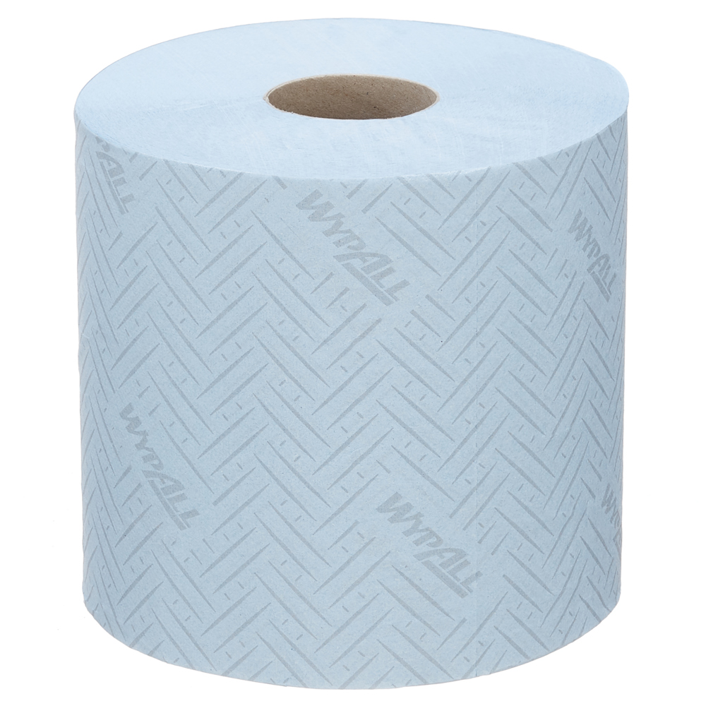 Essuyeurs en papier WypAll® General Clean™ Hygiène & Surfaces Alimentaires 7494 - Rouleau à dévidage central pour les distributeurs Reach PLUS™ et Roll Control™ - 6 rouleaux bleus de 630 essuyeurs en papier (3 780 pièces au total) - 7494