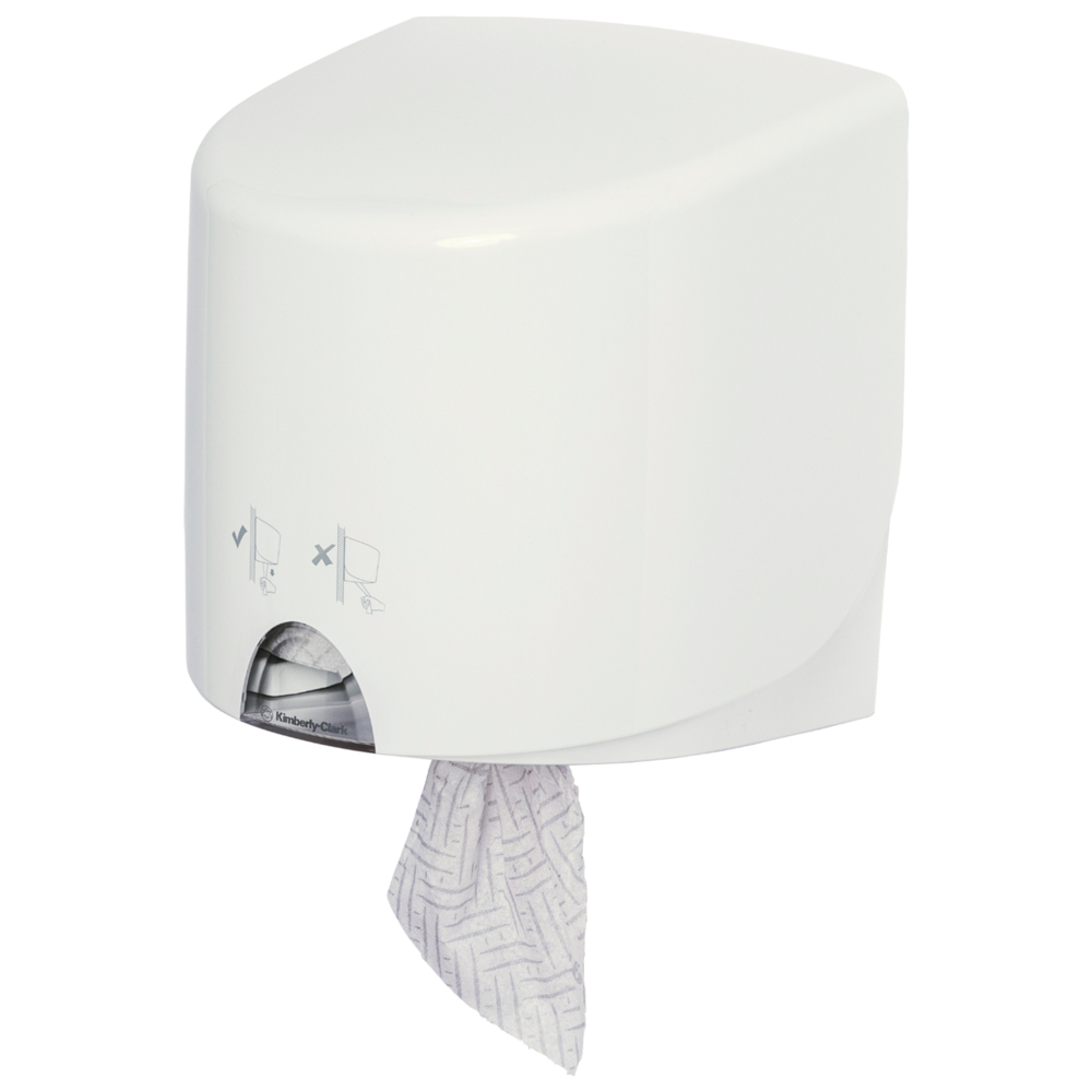 Aquarius™ Roll Control™ Wischtuchspender 7018 – Spender für Rollen mit Zentralentnahme – 1 x weißer, wandmontierter Spender für Rollen mit Zentralentnahme - 7018