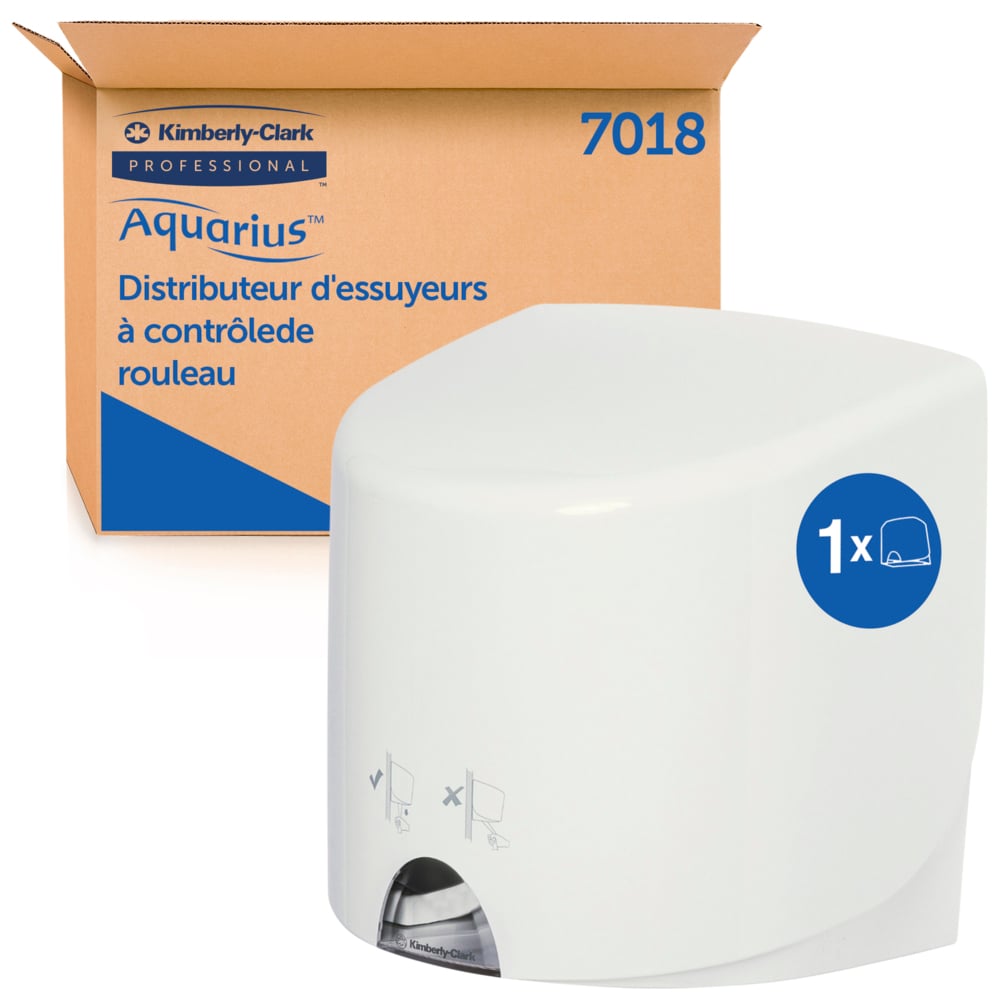 Aquarius™ Roll Control™-poetsdoekdispenser 7018 - centrefeed roldispenser - 1 x witte, wandgemonteerde centrefeed dispenser - 7018