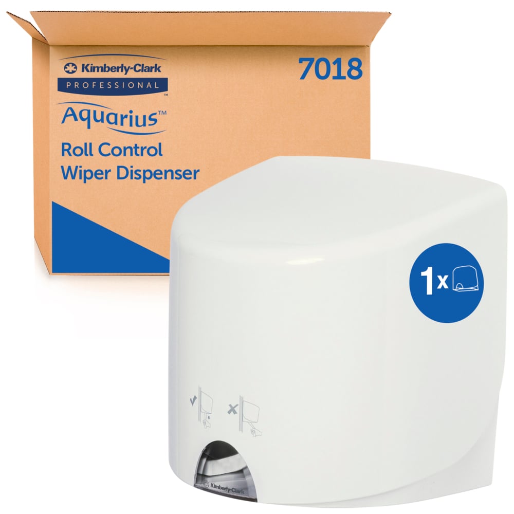 Aquarius™ Roll Control™ Wiper Dispenser 7018 - Centrefeed Roll Dispenser - 1 x White, Wall Mounted Centrefeed Dispenser - 7018