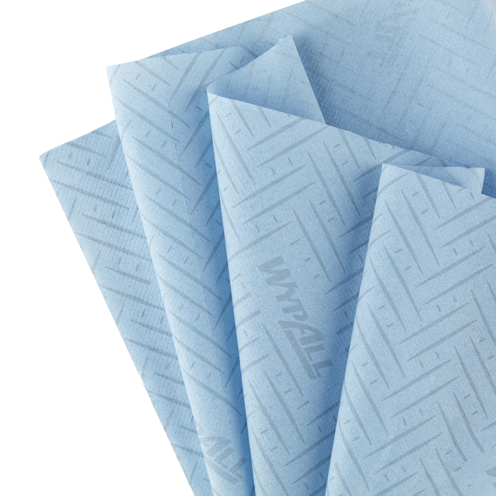 Essuyeurs en papier WypAll® L10 Magasins & Points de vente 7407 - Rouleau à dévidage central pour les distributeurs Roll Control™ et ReachPlus™ - 6 rouleaux bleus de 500 essuyeurs en papier (3 000 pièces au total) - 7407