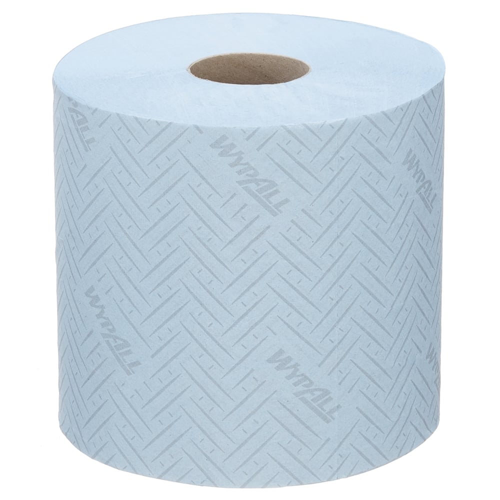 WypAll® L10 General Clean™ Service & Retail Wiping Paper 7407 - Centrefeed Roll for Reach PLUS™ and Roll Control™ Dispensers - 6 Blue Rolls x 500 Paper Wipers (3,000 total) - 7407