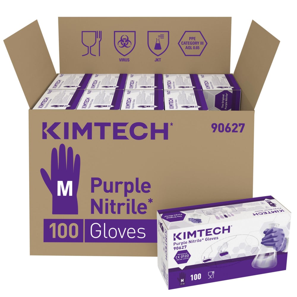 Gants ambidextres Kimtech™ Purple Nitrile™ - 90627, violet, taille M, 10 x 100 (1 000 gants) - 90627