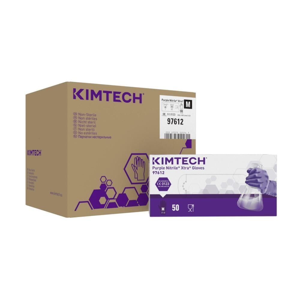 Kimtech™ Purple Nitrile™ Xtra™ Ambidextrous Gloves 97612 - Purple,  M,  10x50 (500 gloves) - 97612