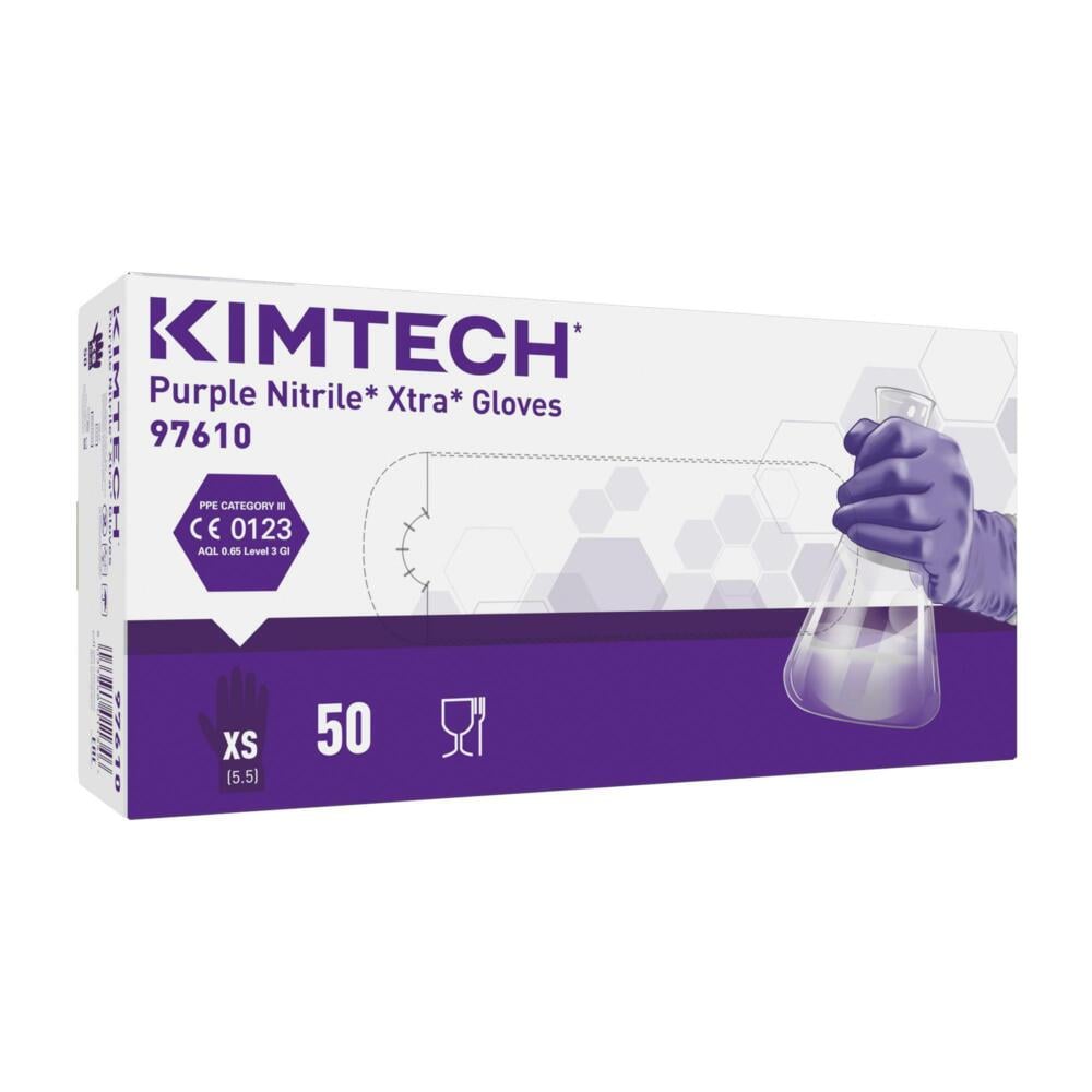 Kimtech™ Purple Nitrile™ Xtra™  Ambidextrous Gloves 97610 - Purple,  XS,  10x50 (500 gloves) - 97610