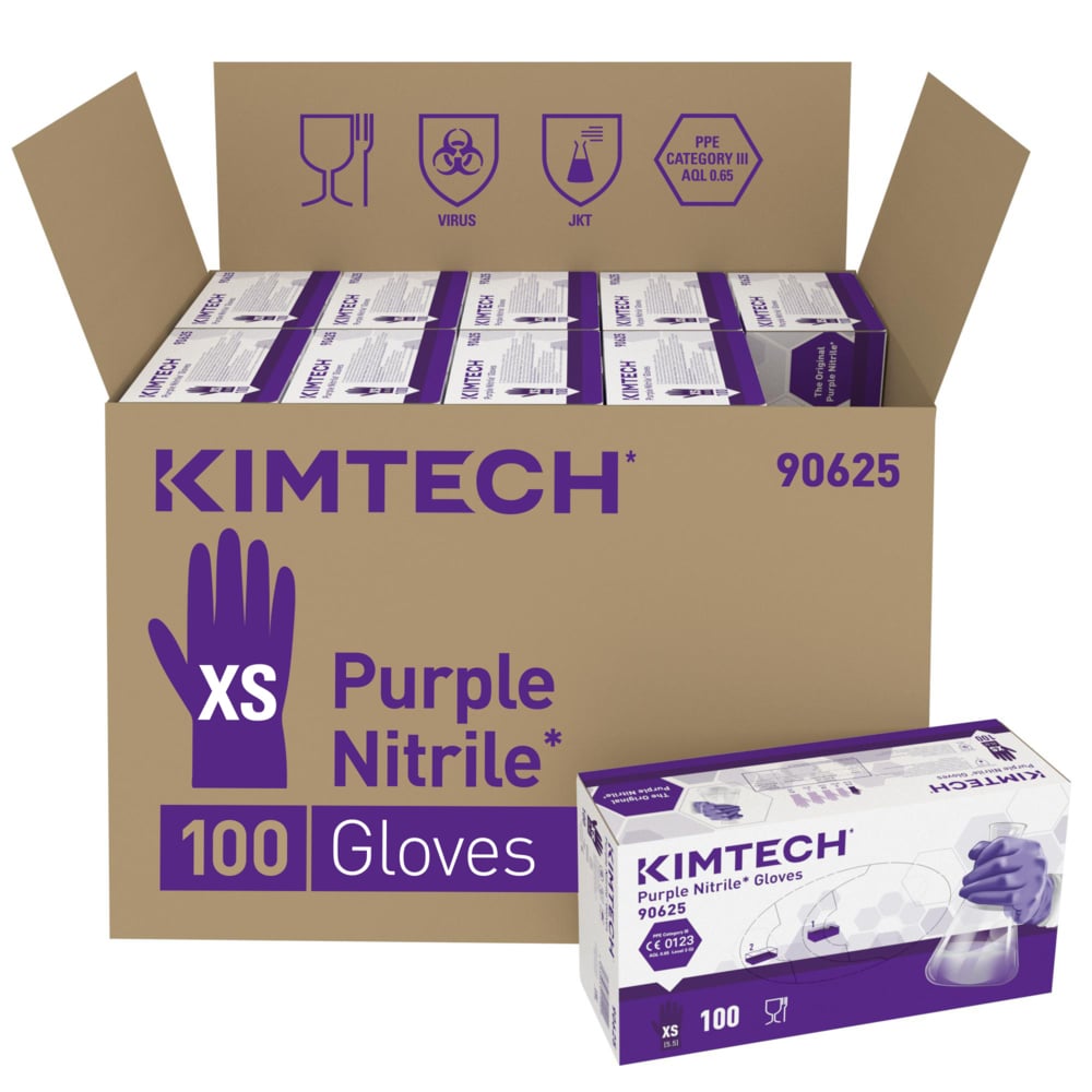 Kimtech™ Guanti ambidestri in Nitrile™ viola 90625 - Viola, XS, 10x100 (1.000 guanti) - 90625