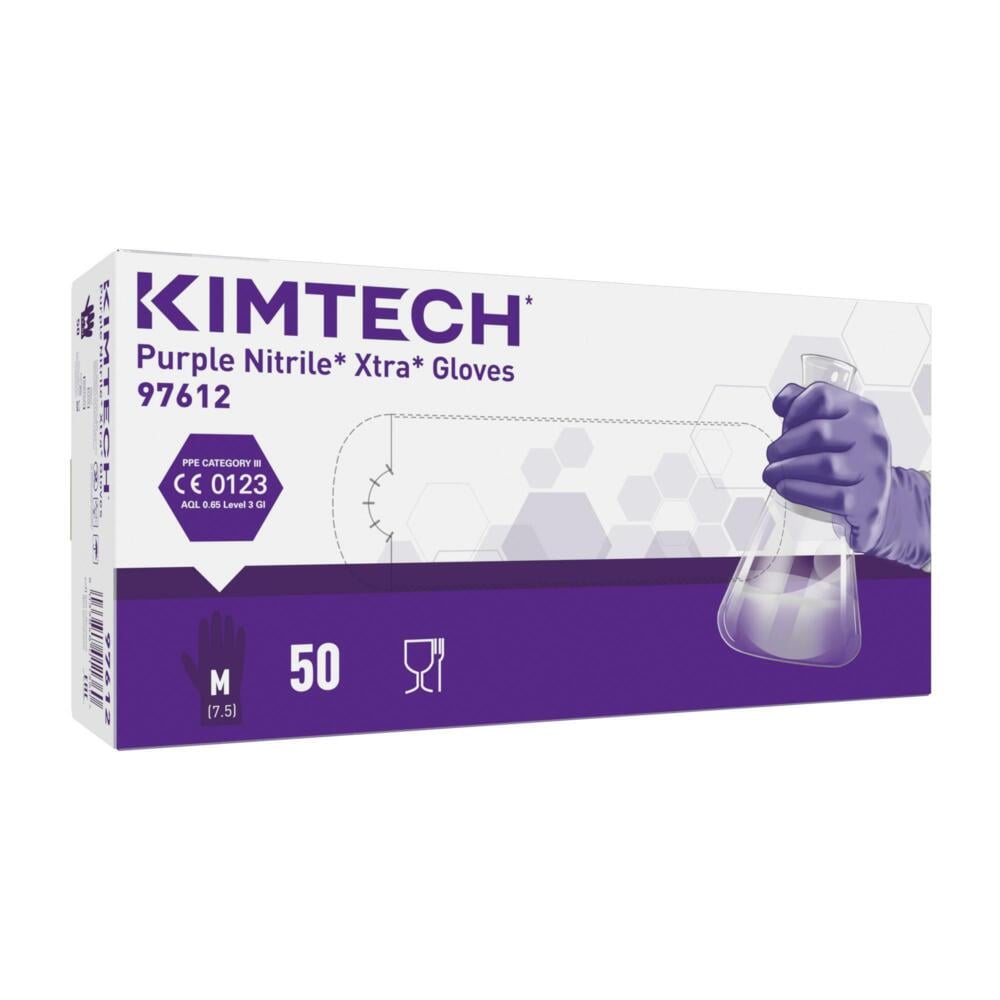 Gants ambidextres Kimtech™ Purple Nitrile™ Xtra™ - 97612, violet, taille M, 10 x 50 (500 gants) - 97612