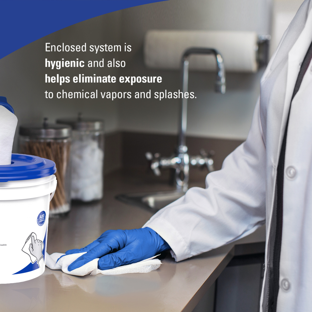 WypAll® Critical Clean Wipers for Bleach, Disinfectants, and Sanitizers, WetTask™ Customizable Wet Wiping System (06411), 6 Rolls/Case, 140 Sheets/Roll, 840 Sheets/Case, Bucket Not Included - 06471
