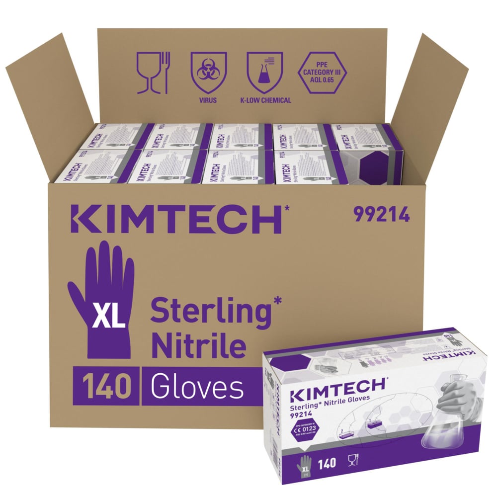 Gants ambidextres en nitrile Kimtech™ Sterling™ - 99214, gris, taille XL, 10 x 140 (1 400 gants) - 99214