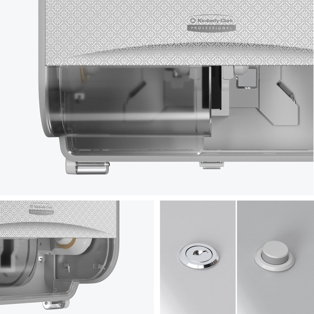 Kimberly-Clark Professional™ ICON™ Standard Roll Toilet Paper Dispenser 2 Roll Horizontal (53655), with Silver Mosaic Design Faceplate; 1 Dispenser and Faceplate per Case - S060930578