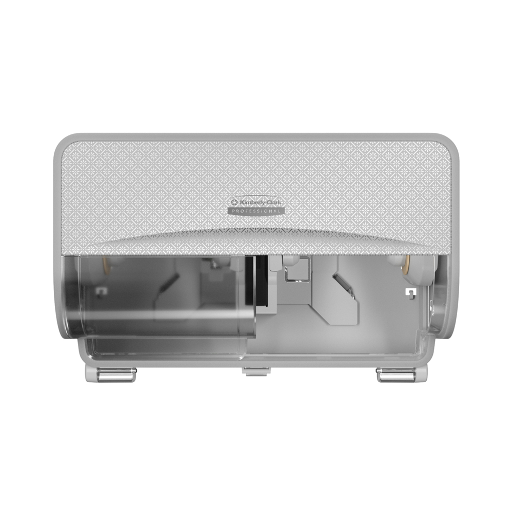 Kimberly-Clark Professional™ ICON™ Standard Roll Toilet Paper Dispenser 2 Roll Horizontal (53655), with Silver Mosaic Design Faceplate; 1 Dispenser and Faceplate per Case - S060930578
