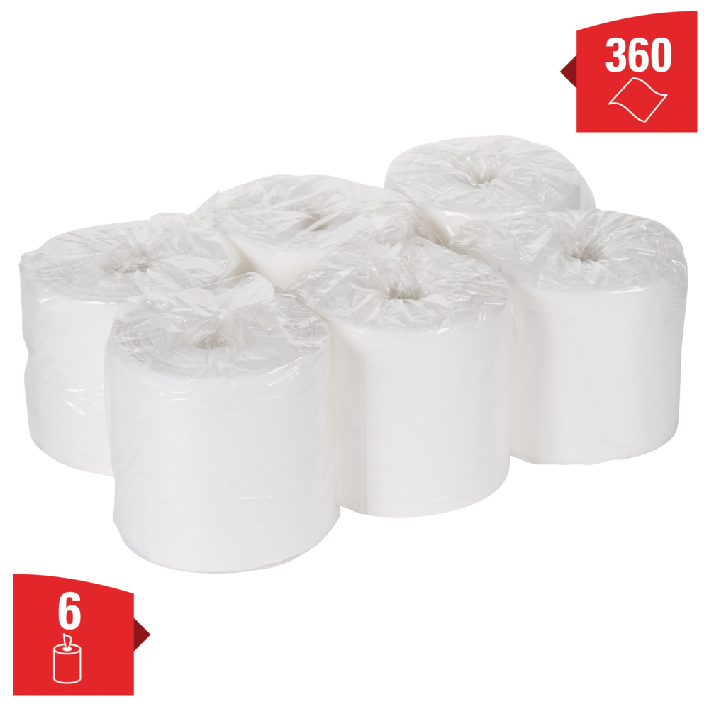 Essuyeurs WypAll® Wettask™ 7764 - Essuyeurs industriels - 6 rouleaux x 60 lingettes de nettoyage blanches (360 pièces au total) - 7764