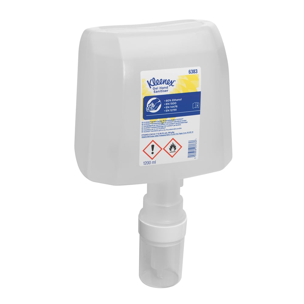 Kleenex® Alcohol Hand Sanitiser Gel 6383 - 4 x 1.2 Litre Clear Hand Sanitiser Refills (4.8 Litres Total) - 6383