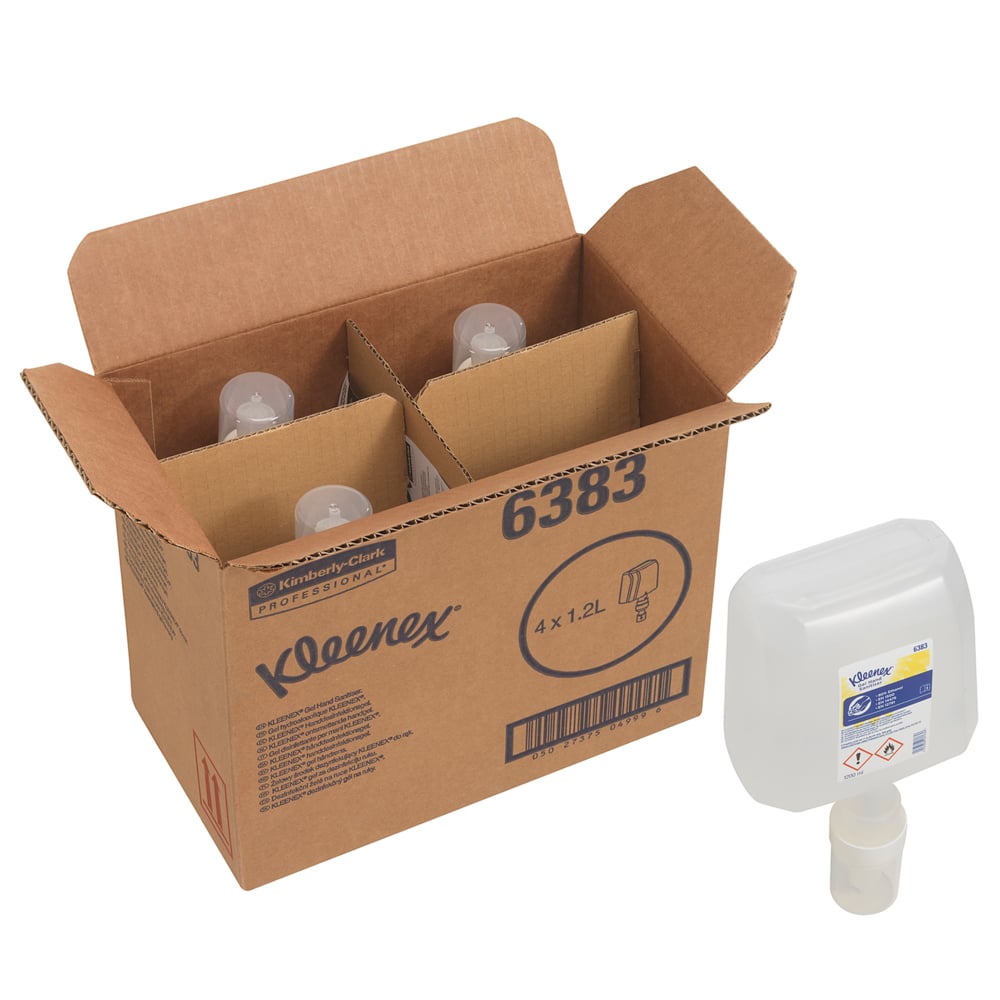 Gel désinfectant pour les mains à base d'alcool Kleenex® 6383 - 4 recharges de désinfectant pour les mains transparent de 1,2 litre (4,8 litres au total) - 6383