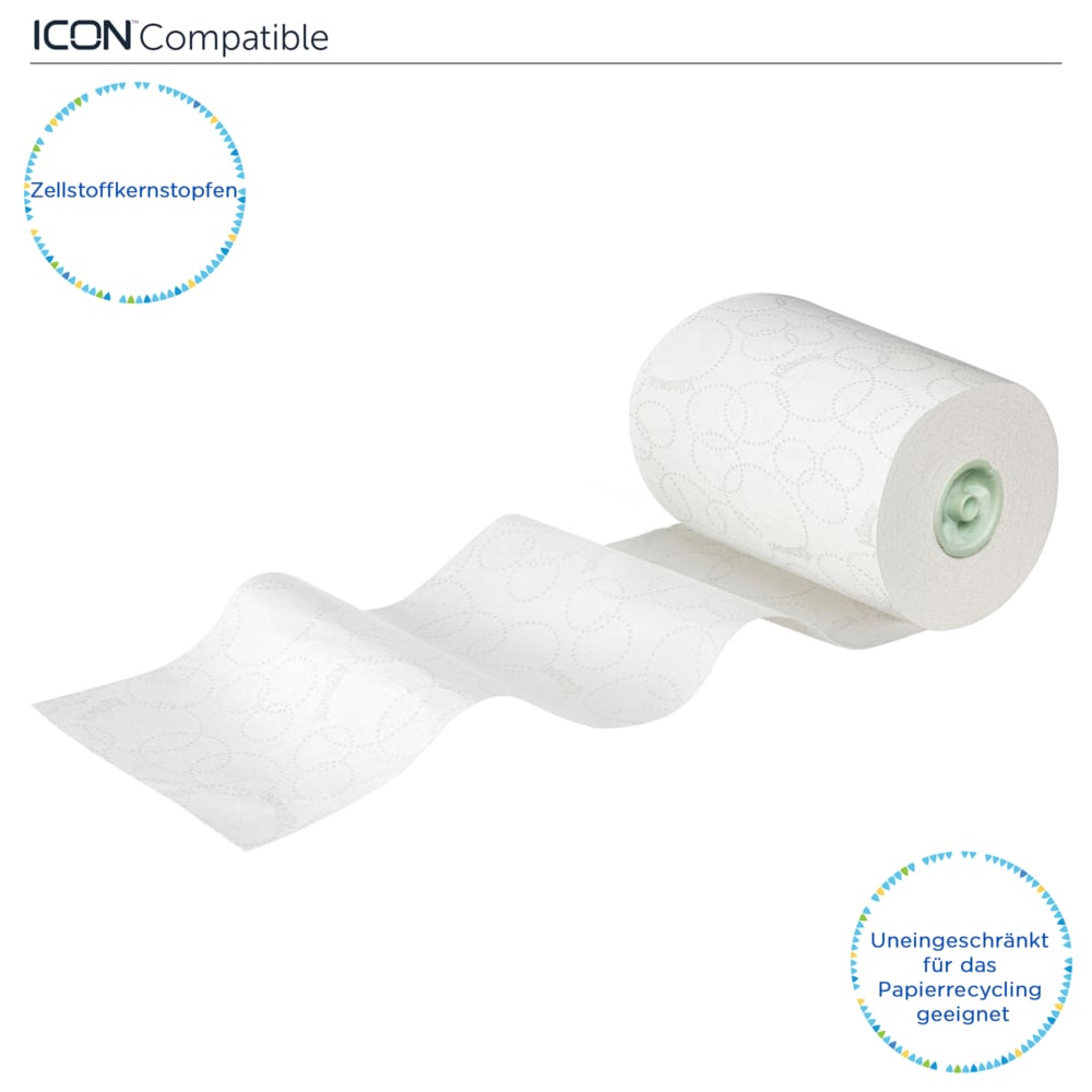 Rouleaux d'essuie-mains Kleenex® Ultra™ Slimroll™ 6783 - rouleaux d'essuie-mains en papier 2 plis E-Roll - 6 x rouleaux de 110 m d'essuie-mains en papier blanc (660 m au total) - 6783