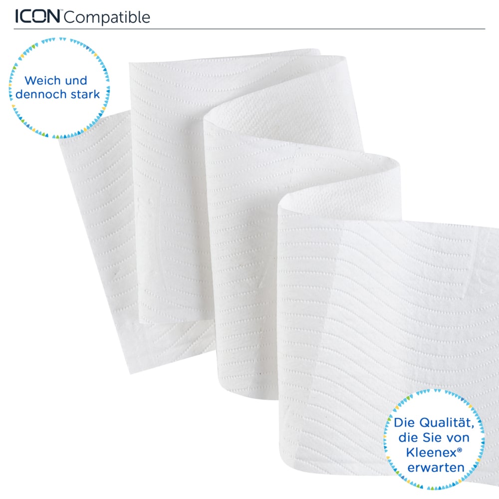Rouleaux de papier toilette Kleenex® 8459 - 3 plis - 8 paquets de 9 rouleaux x 195 feuilles blanches (72 rouleaux/14 040 feuilles au total) - 8459