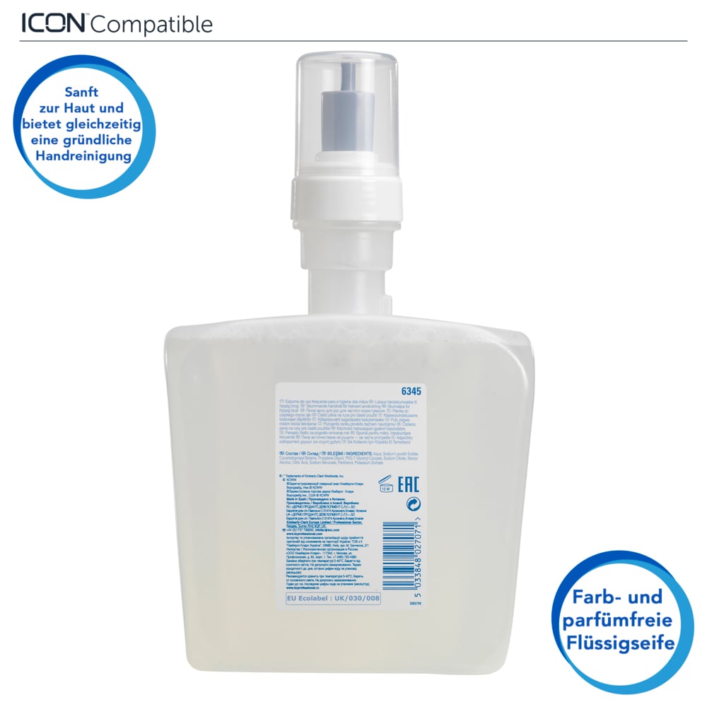 Scott® Control™ Пенное моющее средство для рук для регулярного применения, код 6345, прозрачный цвет без отдушек, 4х 1,2 л (итого 4,8 л) - 6345