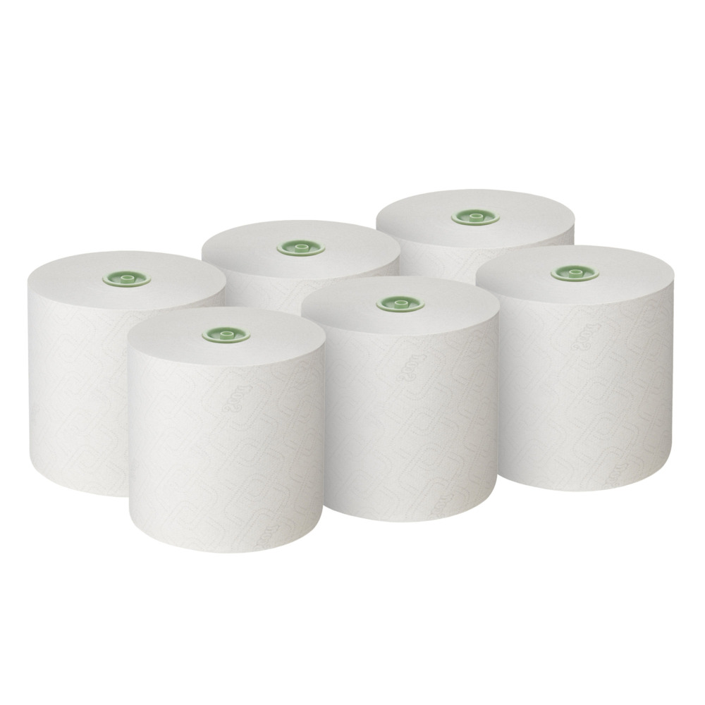 Rouleaux d'essuie-mains Scott® Essential™ 6638 - Rouleaux d'essuie-mains en papier E-Roll grand format - 6 x rouleaux de 380 m d'essuie-mains en papier blanc (2 280 m au total) - 6638