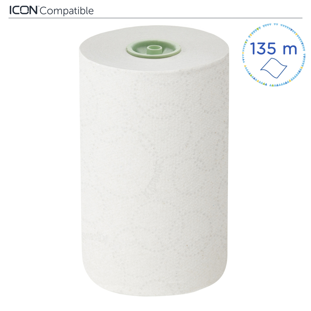 Rouleaux d'essuie-mains Kleenex® Slimroll™ 6648 - rouleaux d'essuie-mains en papier E-Roll - 6 x rouleaux de 135 m d'essuie-mains en papier blanc (810 m au total) - 6648