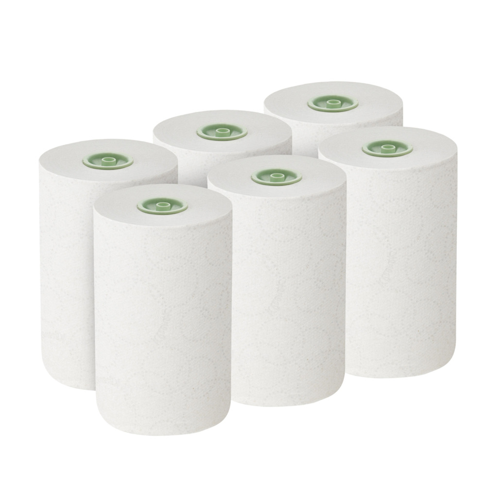 Rouleaux d'essuie-mains Kleenex® Slimroll™ 6648 - rouleaux d'essuie-mains en papier E-Roll - 6 x rouleaux de 135 m d'essuie-mains en papier blanc (810 m au total) - 6648