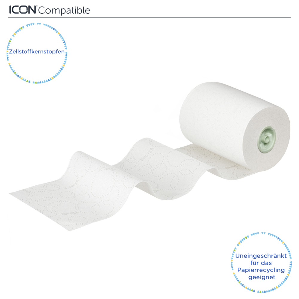 Rouleaux d'essuie-mains Kleenex® Slimroll™ 6648 - rouleaux d'essuie-mains en papier E-Roll - 6 x rouleaux de 135 m d'essuie-mains en papier blanc (810 m au total) - 6648