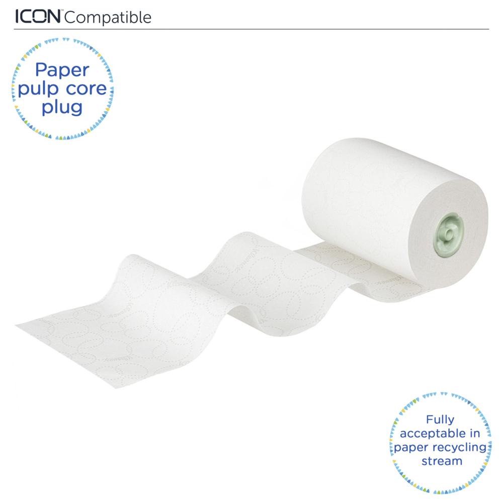 Rouleaux d'essuie-mains Kleenex® Slimroll™ 6648 - rouleaux d'essuie-mains en papier E-Roll - 6 x rouleaux de 135 m d'essuie-mains en papier blanc (810 m au total) - 6648